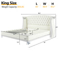 Christopher Knight Home Modern Velvet Wingback Tufted Platform Bed with Nailhead Trim and Silver Legs