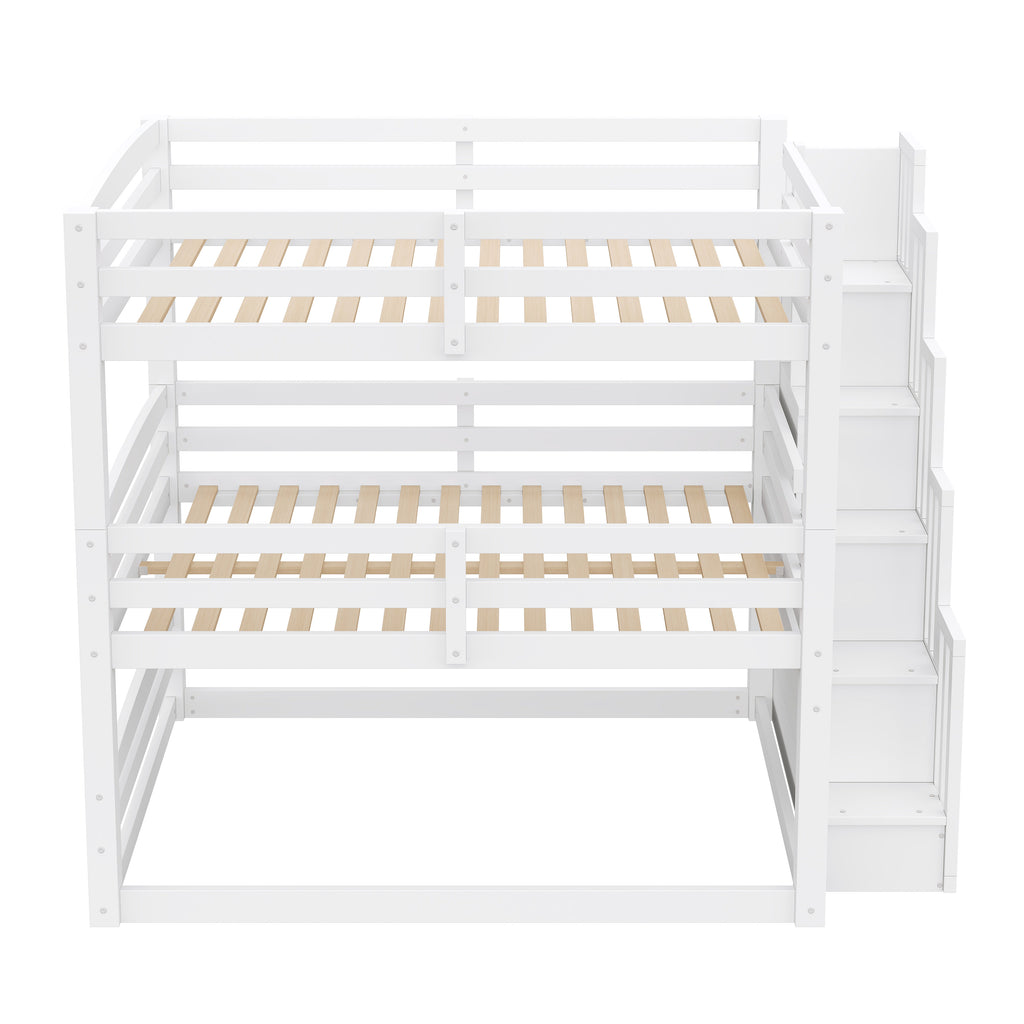 GDF Studio 3-in-1 Full-Size Convertible Bunk Bed with Storage Staircase