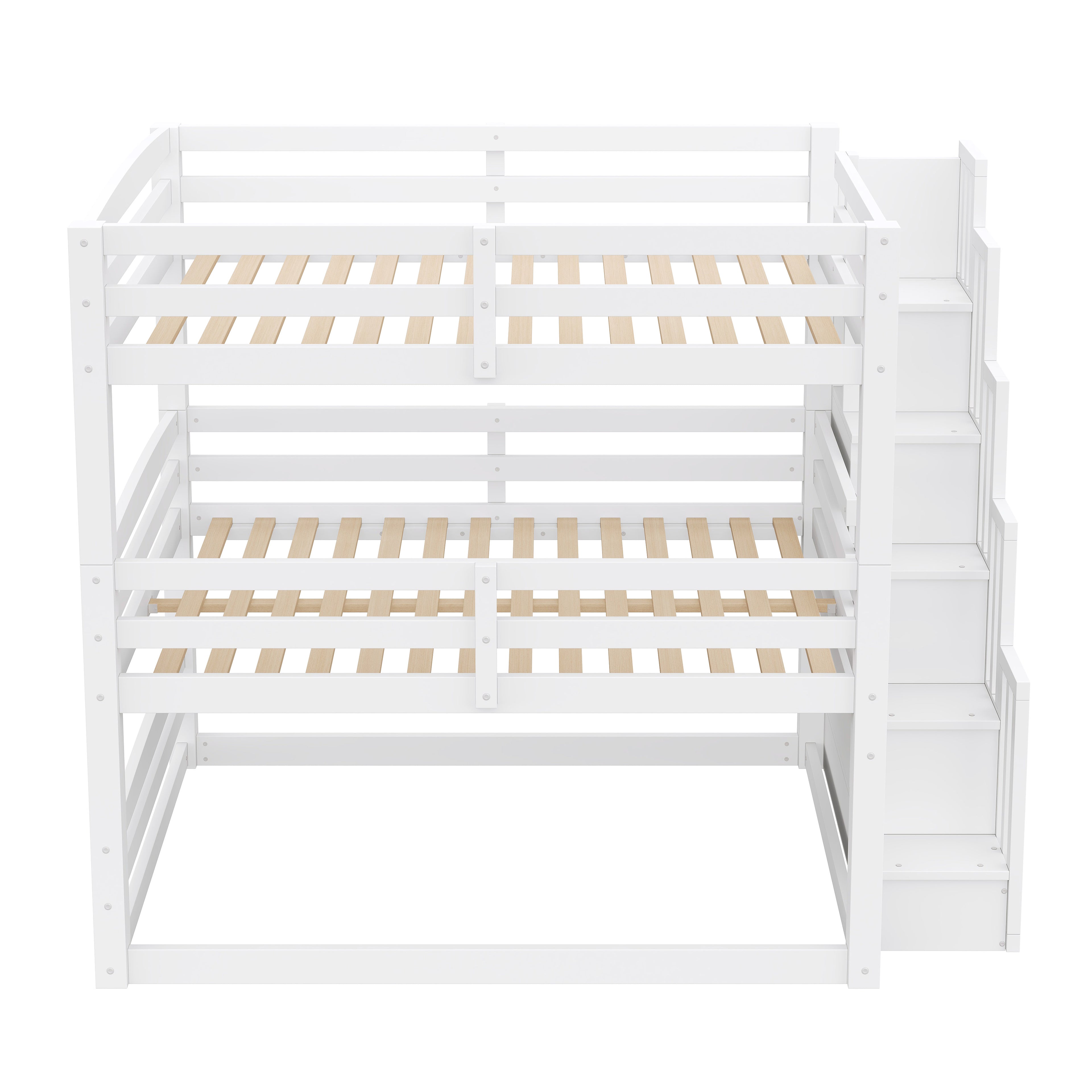 GDF Studio 3-in-1 Full-Size Convertible Bunk Bed with Storage Staircase