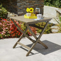 GDFStudio Rabion Outdoor Acacia Wood Folding 25" Bistro Table, Gray