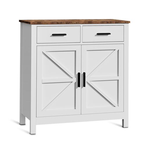 GDFStudio 32  Wood Kitchen Storage Cabinet with 2-Drawer, White