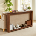 GDFStudio Raze Modern 70" Wooden Narrow Console Table with 2 Tier Storage, Walnut