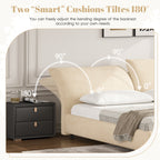 Christopher Knight Home Modern Fabric Upholstered Bed with Adjustable Cushion Headboard & Wood Slat Support