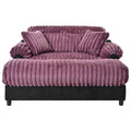 GDFStudio Celina Modern Faux Rabbit Fur Oversized Cloud Chaise Lounge Sofa with 2 Throw Pillows, Wine Red