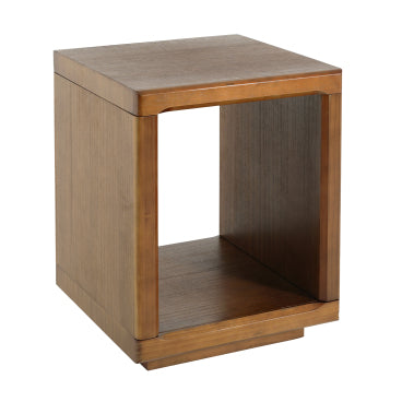 Christopher Knight Home Everett Modern Pine Wood Side Table,Walnut, Cube Design