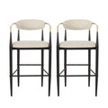 Christopher Knight Home Harrington Indoor 29.75" Fabric and Iron Barstool (Set of 2), Beige