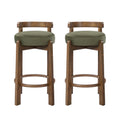 Christopher Knight Home Elise Mid-Century Modern Rubberwood Upholstered Counter Stools (Set of 2), Green/Dark Walnut-Velvet