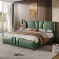 Christopher Knight Home Modern PU Leather Platform Bed with Wave Headboard & Wingback Design