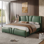 Christopher Knight Home Modern PU Leather Platform Bed with Wave Headboard & Wingback Design