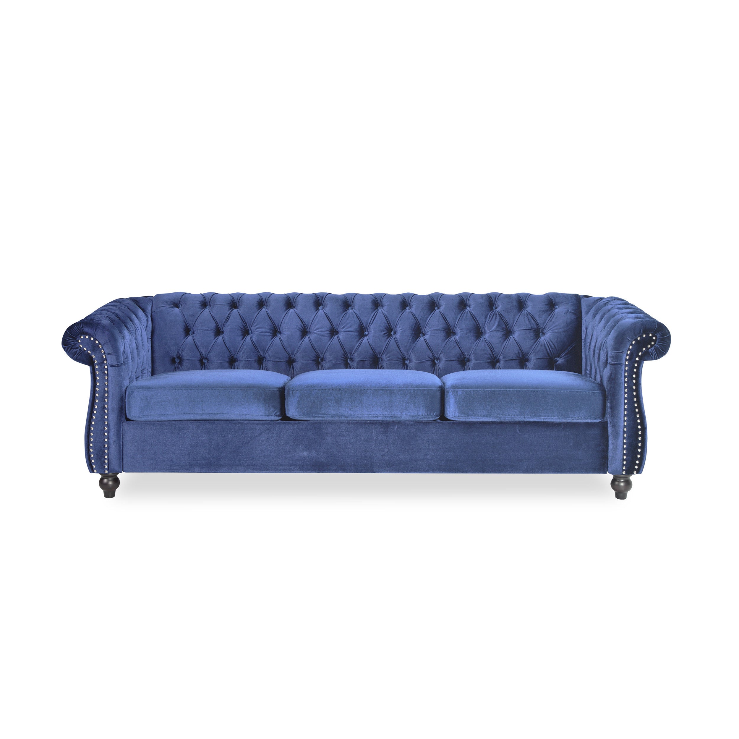 Christopher Knight Home Velvet Chesterfield Sofa with Tufted Back & Nailhead Trim