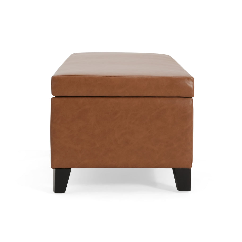 Christopher Knight Home Faux Leather Lift-Top Storage Ottoman Bench – Modern Rectangle Coffee Table & Seating