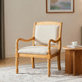 GDFStudio Eleanor Vintage Upholstered Accent Chair with Carved Wood Arms and Spindle Legs, Natural/Beige