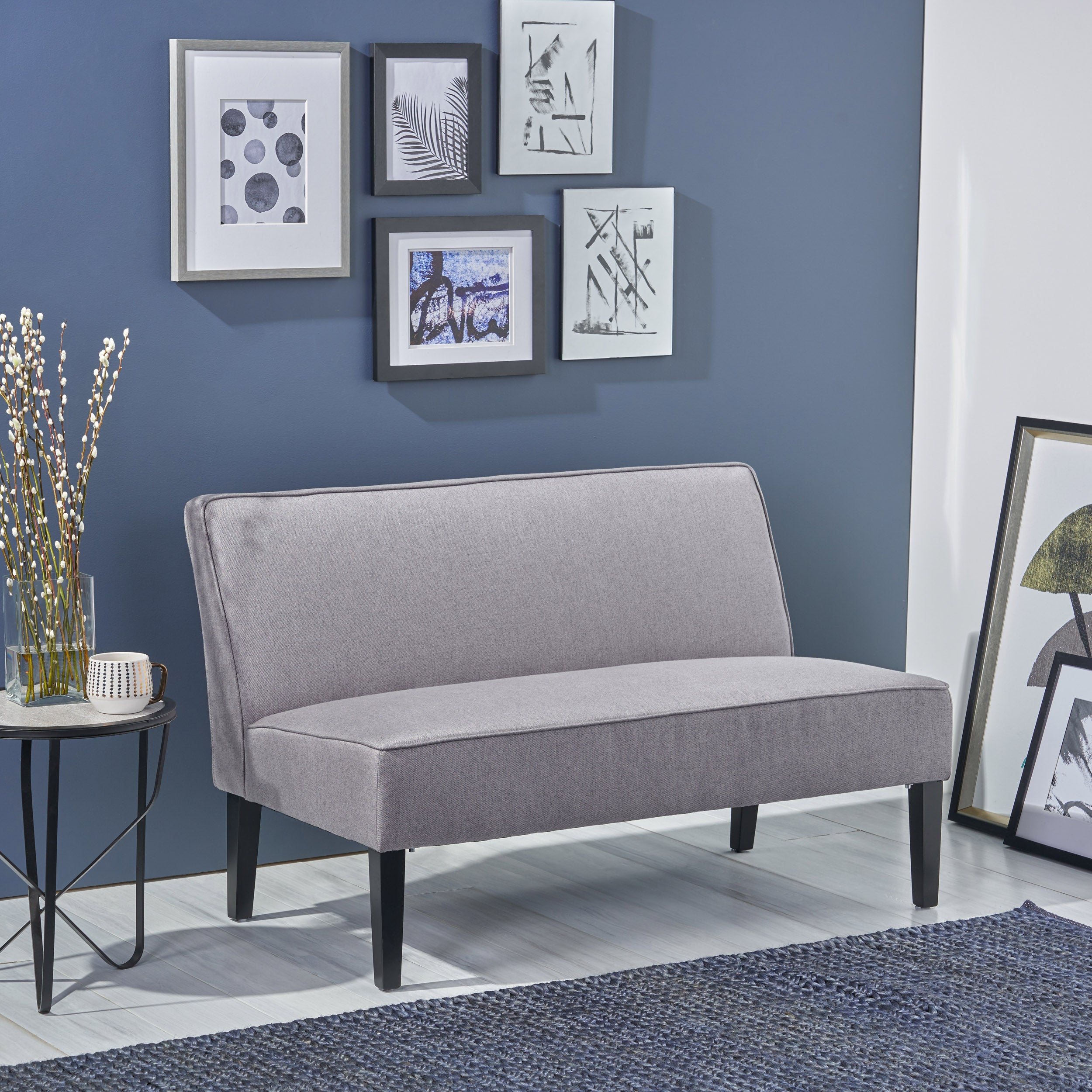 Modern Upholstered Loveseat with Solid Wood Frame & Birch Legs