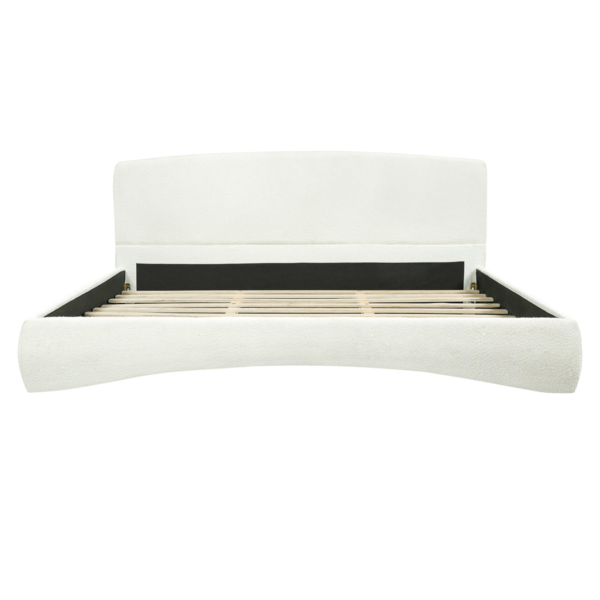 Christopher Knight Home Julia Modern Curved Boucle Upholstered Bed with Smart Lighting, Cream, King