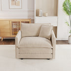 GDFStudio Alcott 41" W Chenille Upholstered?Single Sofa with Waist Pillow, Beige