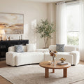 Christopher Knight Home Alvis Modern 122" Curved Fabric Upholstered 4-Seater Sofa Couch with 3 Pillows
