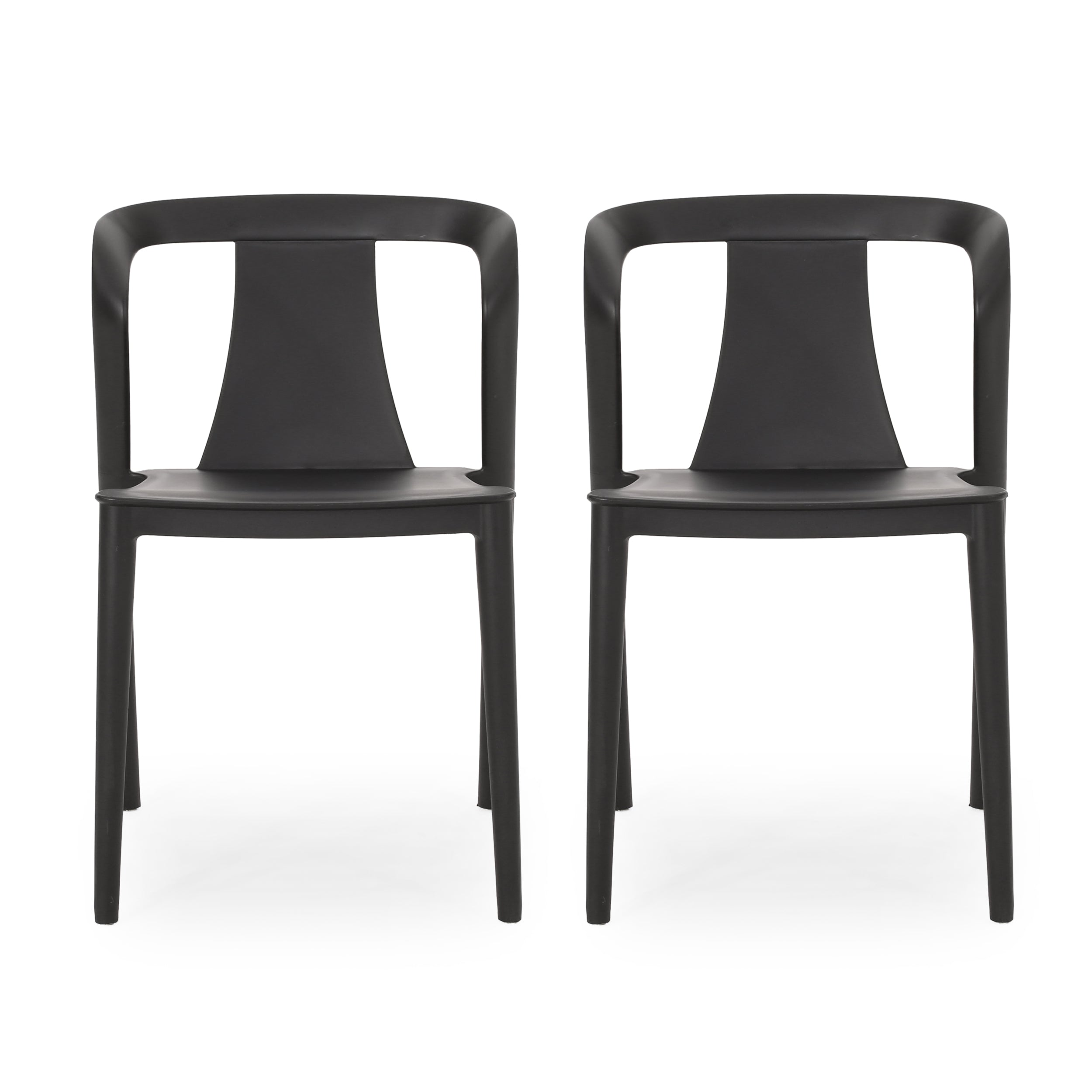 Christopher Knight Home Orchid Outdoor Polypropylene Resin Stacking Dining Chairs (Set of 2), Black