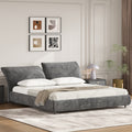 Christopher Knight Home Modern Fabric Upholstered Bed with Adjustable Cushion Headboard & Wood Slat Support