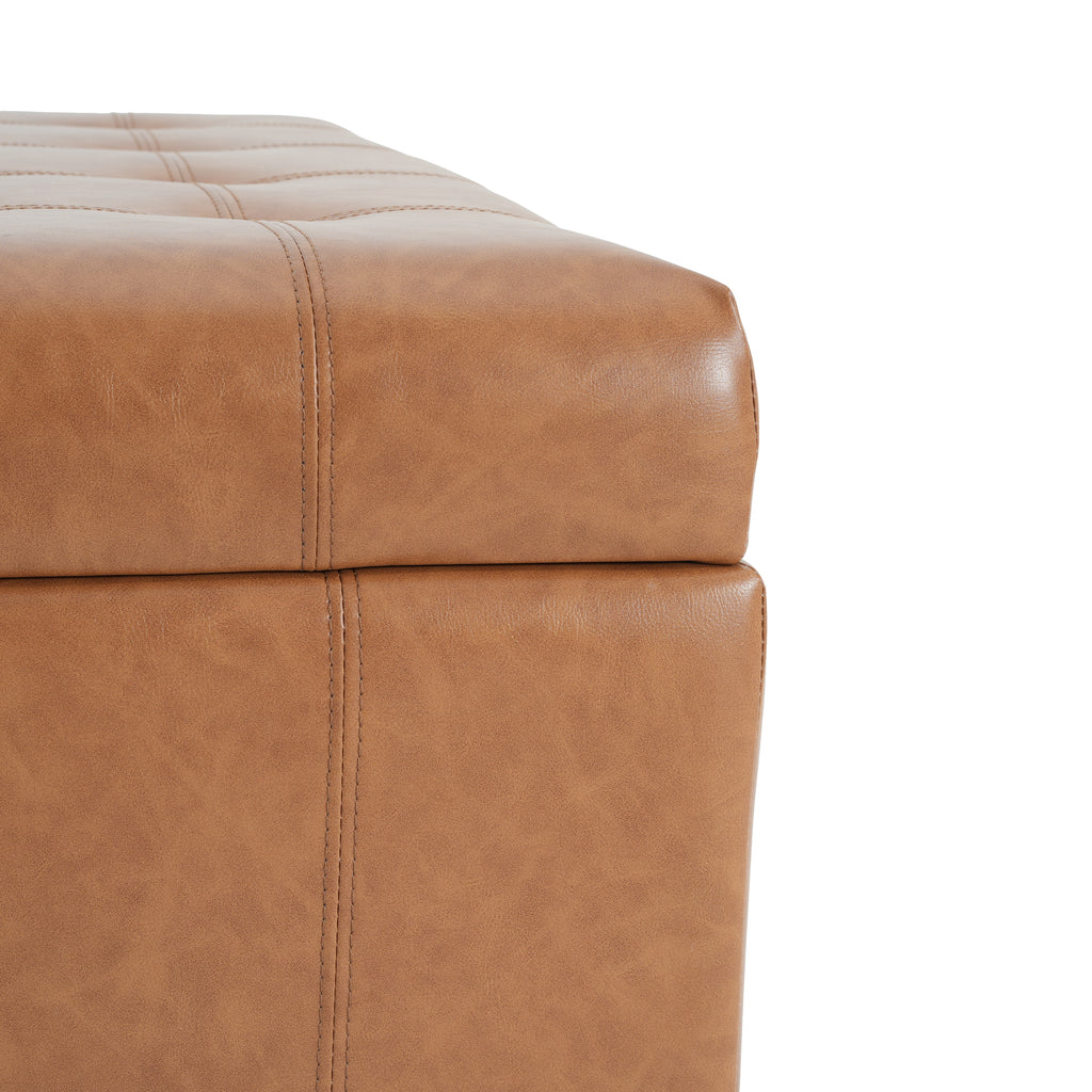 Tufted Square Storage Ottoman with Soft-Closing Hinges & Upholstered Lid