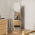 GDFStudio Bruce Modern Rubber Wood 360° Rotating Multifunctional Full Length Mirror with Hook Storage Rack