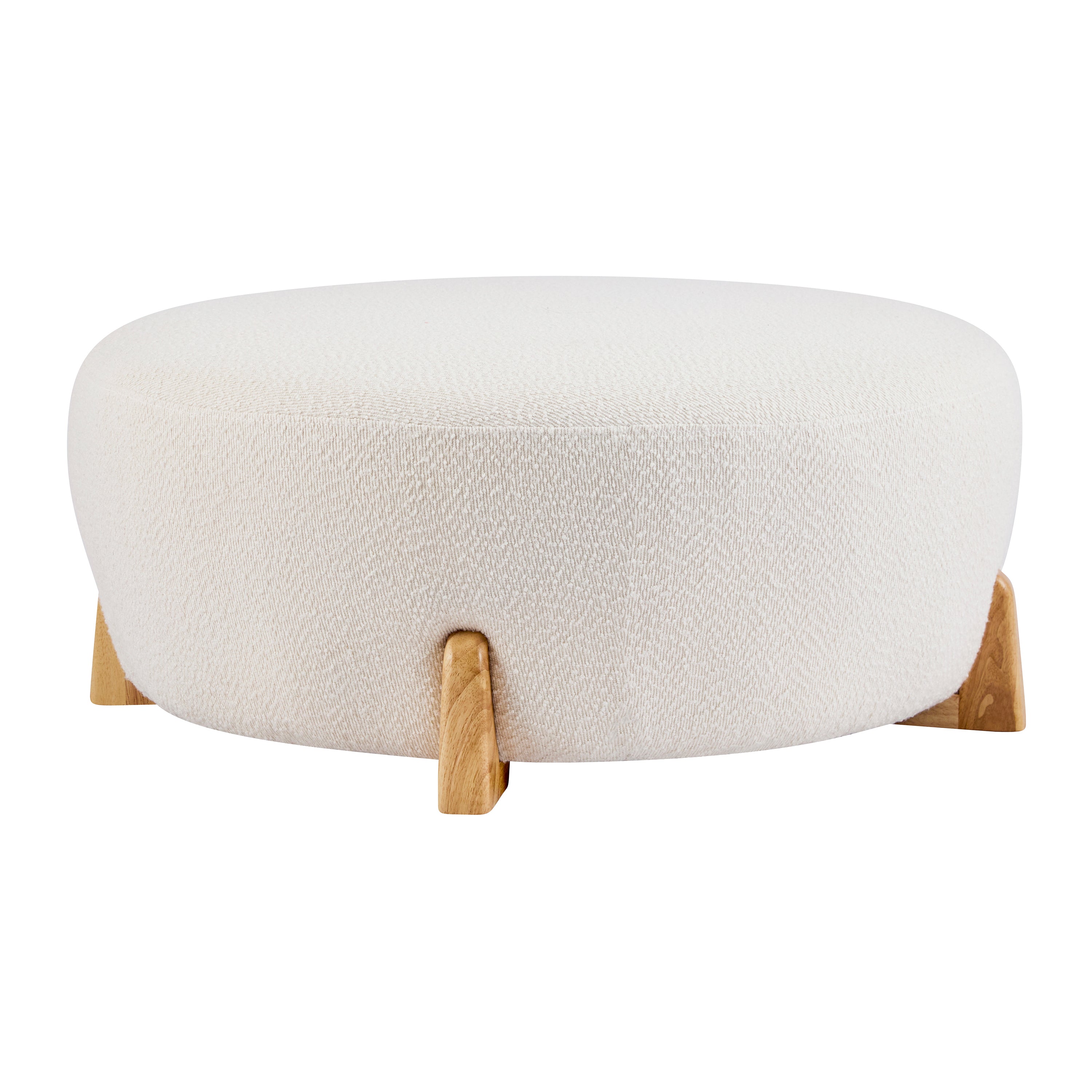 Christopher Knight Home Poppy Modern Boucle Round Ottoman, White