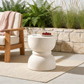 GDFStudio Mitchell Outdoor Concrete Rounded Waist End Tables With Imitation Natural Stone Texture, Beige