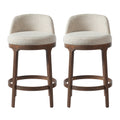 Christopher Knight Home Shinji Modern Rubberwood Upholstered Bar Stools (Set of 2), Walnut/Beige