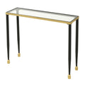 Christopher Knight Home Samuel Transitional Rectangular Metal Console Table with Tempered Glass Top, Black/Gold