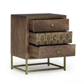 Christopher Knight Home Ansar Boho Handmade Mango Wood Nightstand, Walnut/Gold