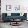 Stylish Mid-Century Modern Three-Seater Sofa with Button-Tufted Waffle Stitch