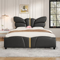 Christopher Knight Home Butterfly-Headboard PU Leather Platform Bed with Wood Slats & Metal Accents