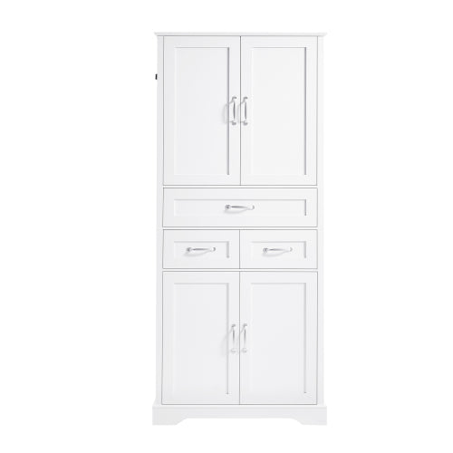 GDFStudio Anchiale 70.4'' Modern Tall Bathroom Storage Cabinet with 4 Doors and 3 Drawers, White