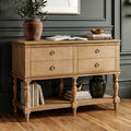 Christopher Knight Home Florence Farmhouse Wood Console Table with Drawers & Bottom Shelf, Natural