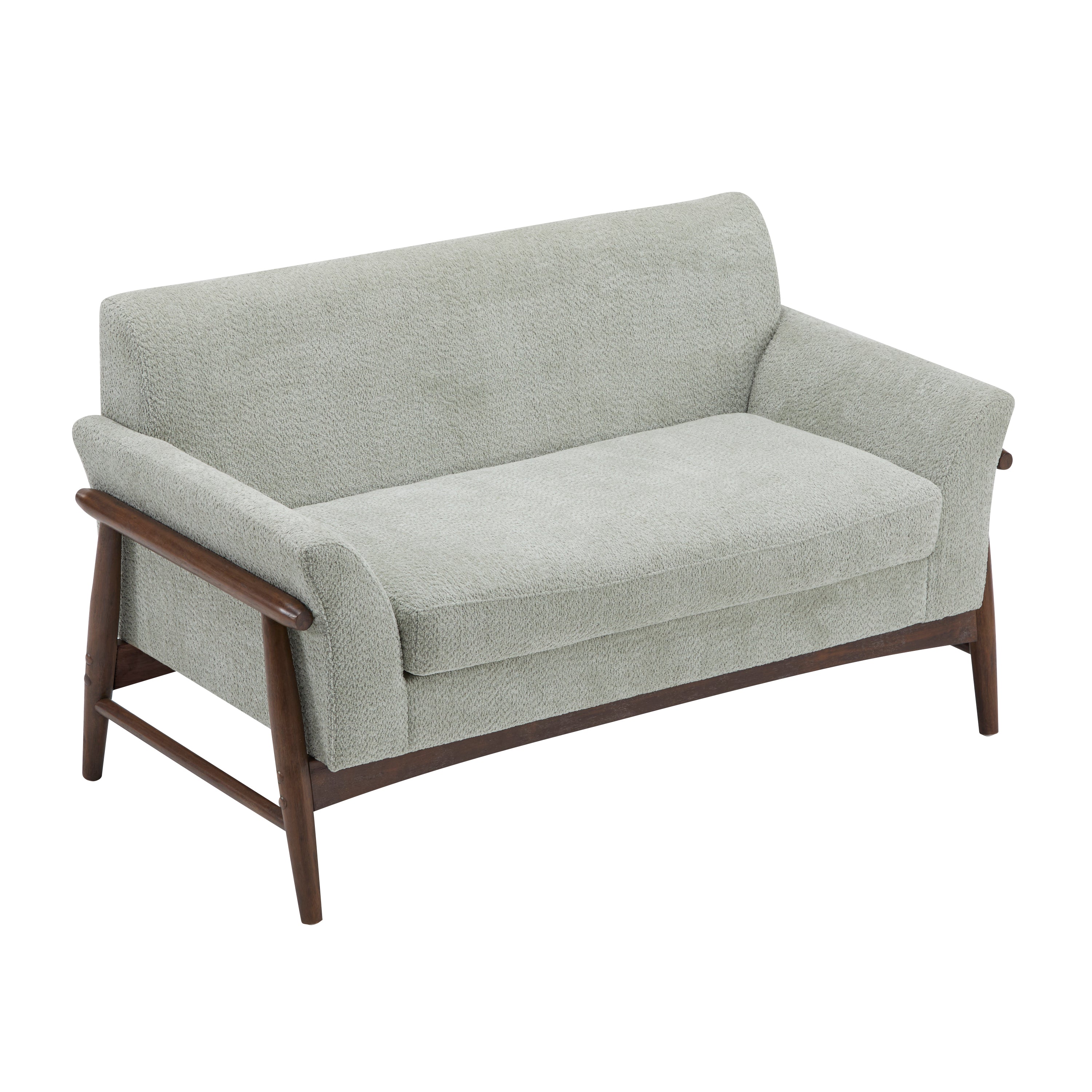 GDF Studio Modern Upholstered Loveseat with Elm Wood Legs & Flare Arm Design