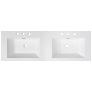 Christopher Knight Home Ahearn 60" Resin Undermount Rectangular Double Bathroom Sinks, White