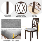 Modern Upholstered Dining Chairs with Tufted Back, Linen Fabric Kitchen Chairs with Solid Wood Legs （Set of 2）