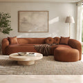 Christopher Knight Home Vero 2 Piece Chenille Compressed Sectional Sofa with 4 Pillows and Curved Design, Orange