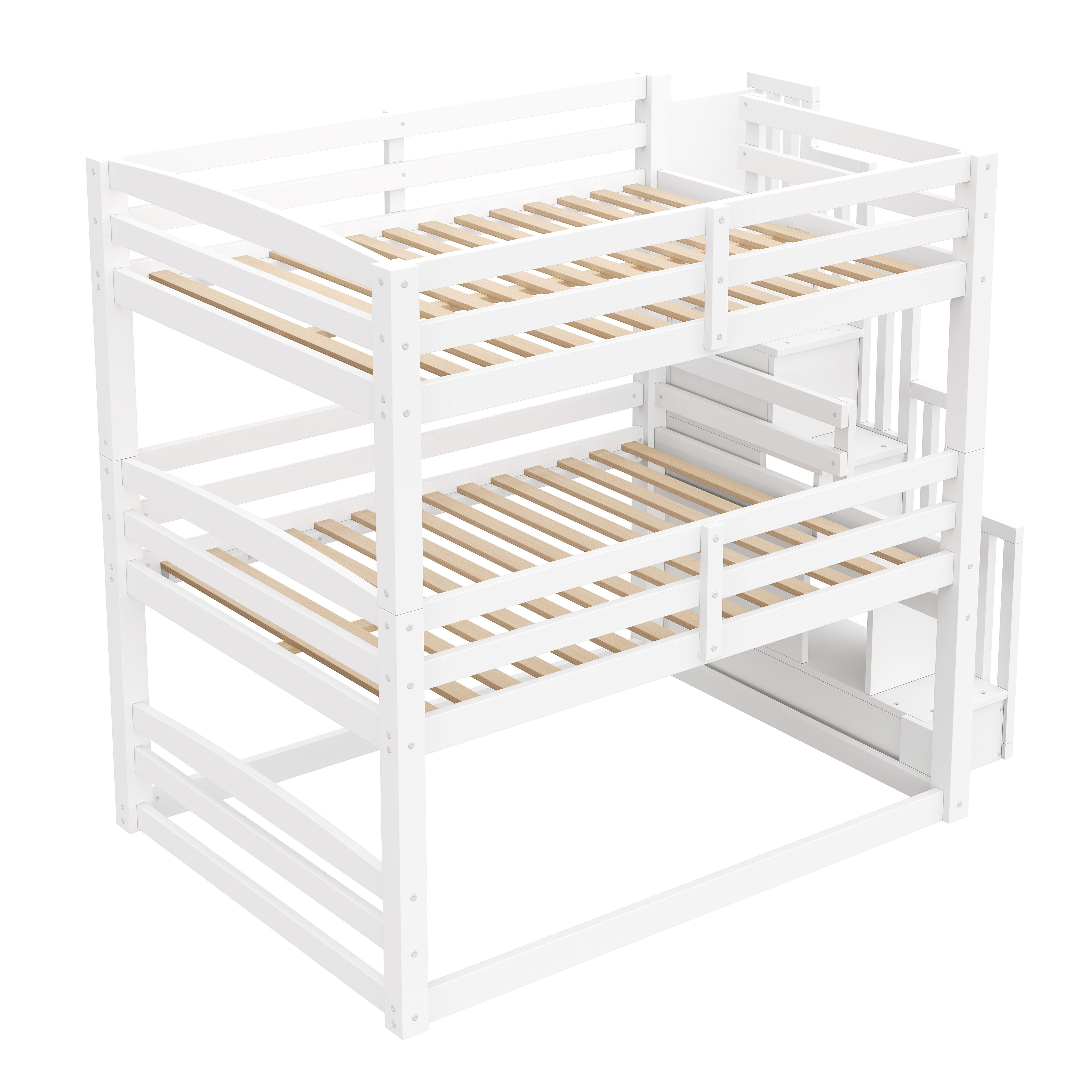 GDF Studio 3-in-1 Full-Size Convertible Bunk Bed with Storage Staircase