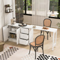 GDFStudio Caroline 89.7" Wooden Sideboard with Extendable Table and Storage, White