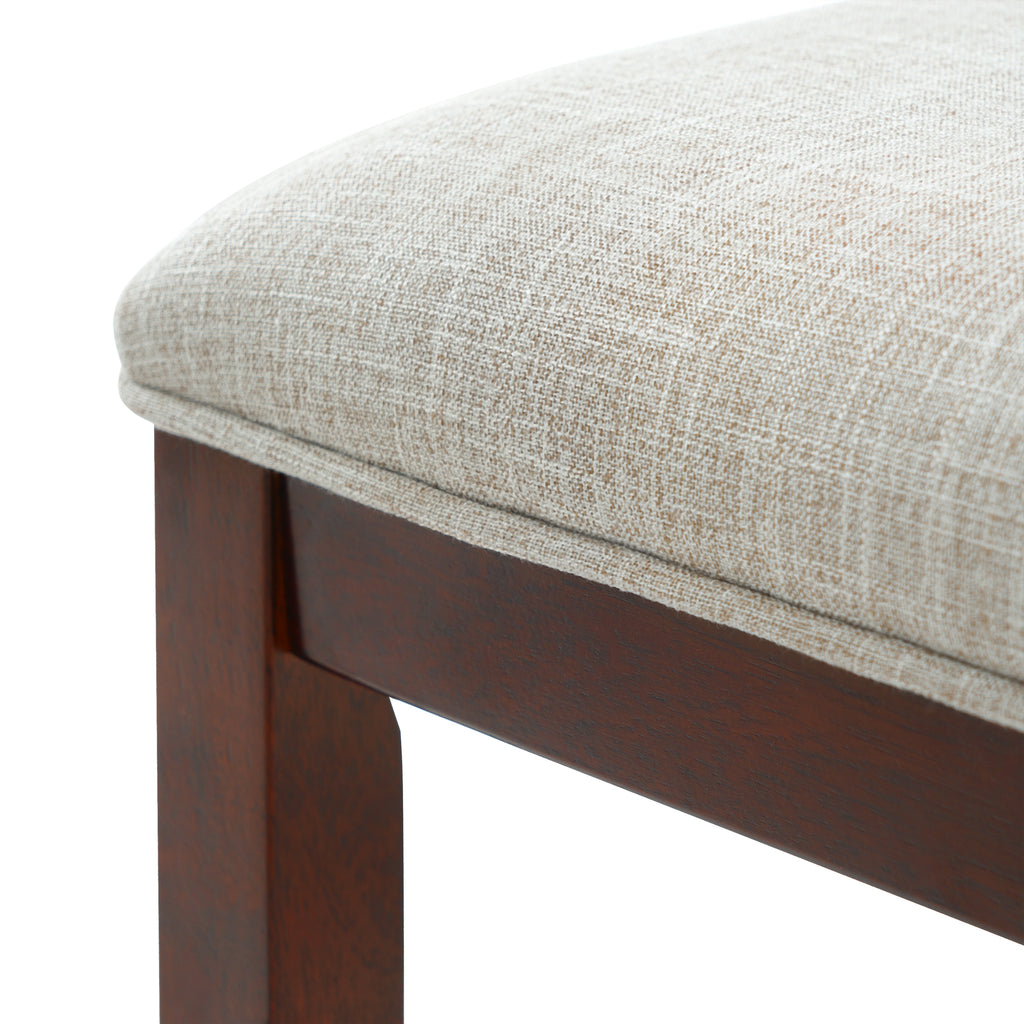 Upholstered Counter Height Bar Stools Set of 2, Solid Wood Frame with Fabric Seat & Back