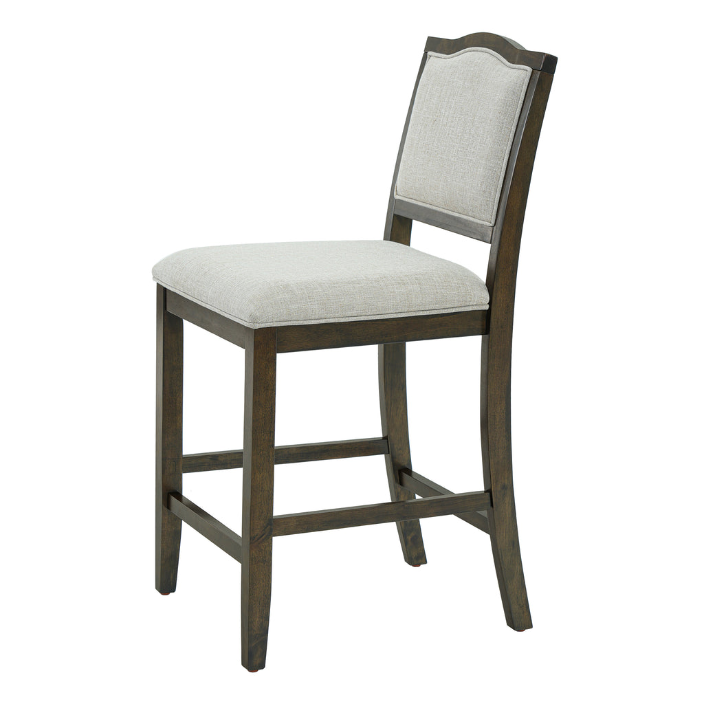 Upholstered Counter Height Bar Stools Set of 2, Solid Wood Frame with Fabric Seat & Back