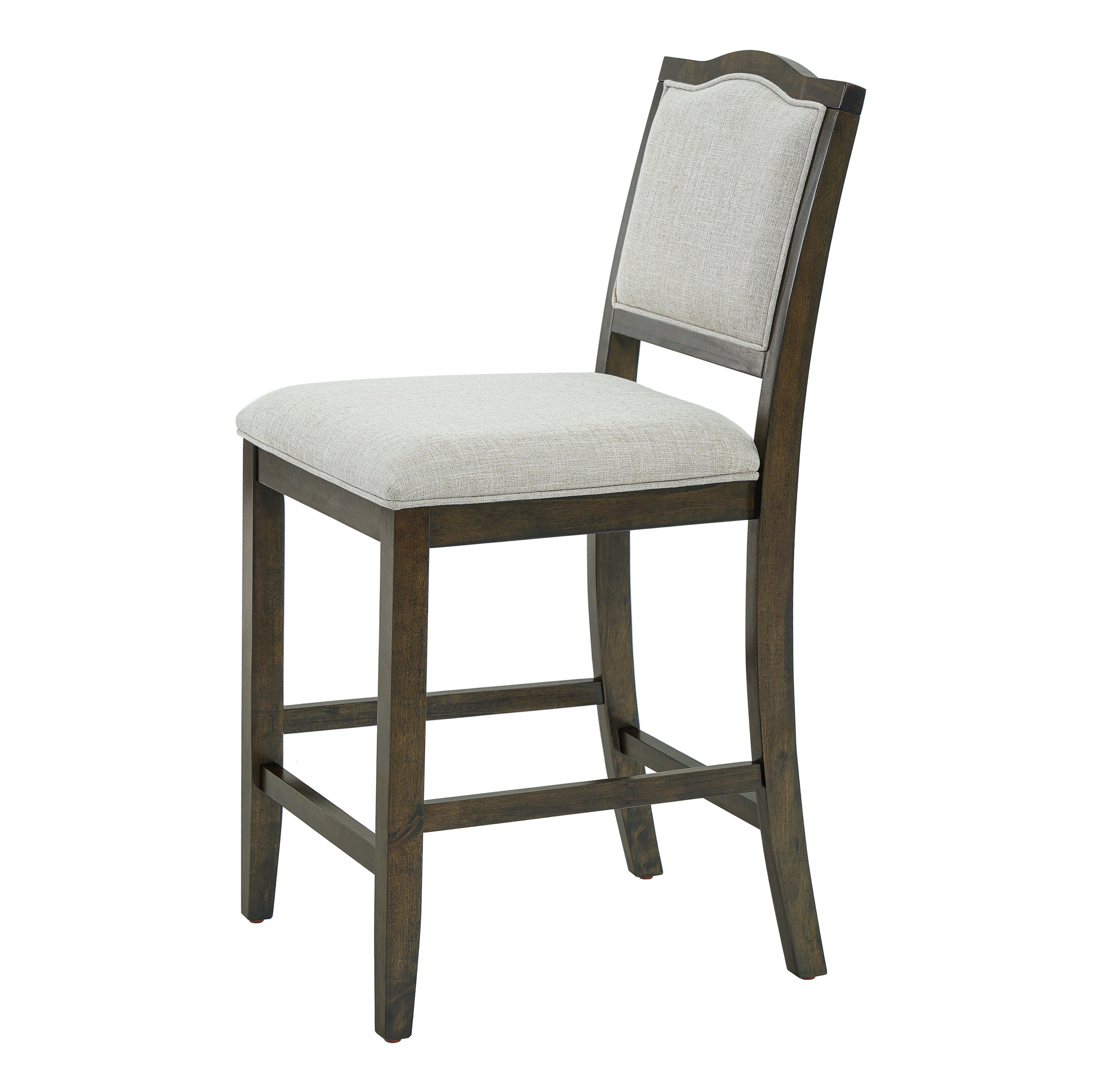 Upholstered Counter Height Bar Stools Set of 2, Solid Wood Frame with Fabric Seat & Back