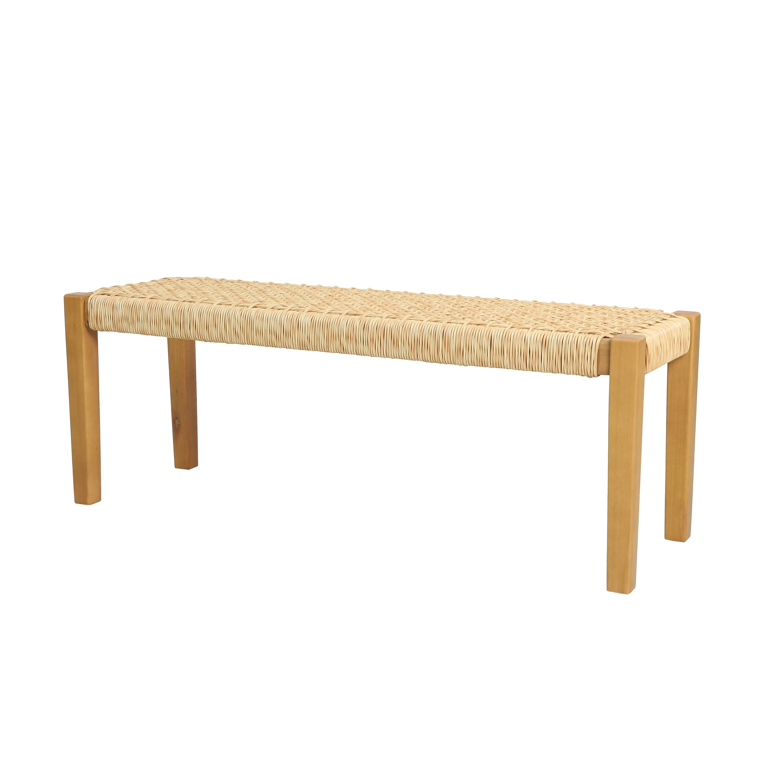 Christopher Knight Home Angie 43" Outdoor Acacia Wood and Wicker Bench, Teak/Brown