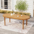 Christopher Knight Home Hudson Patio Rustic Acacia Wood 70" Oval Dining Table with Slatted Top, Teak
