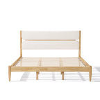 Christopher Knight Home Rubber Wood Upholstered Bed Frame with Tall Plush Headboard