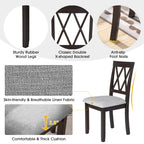 Modern Upholstered Dining Chairs with Tufted Back, Linen Fabric Kitchen Chairs with Solid Wood Legs （Set of 2）