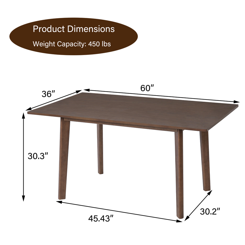 GDF Studio 60¡° Rubber Wood Dining Table, Rustic Farmhouse Rectangular Kitchen Table
