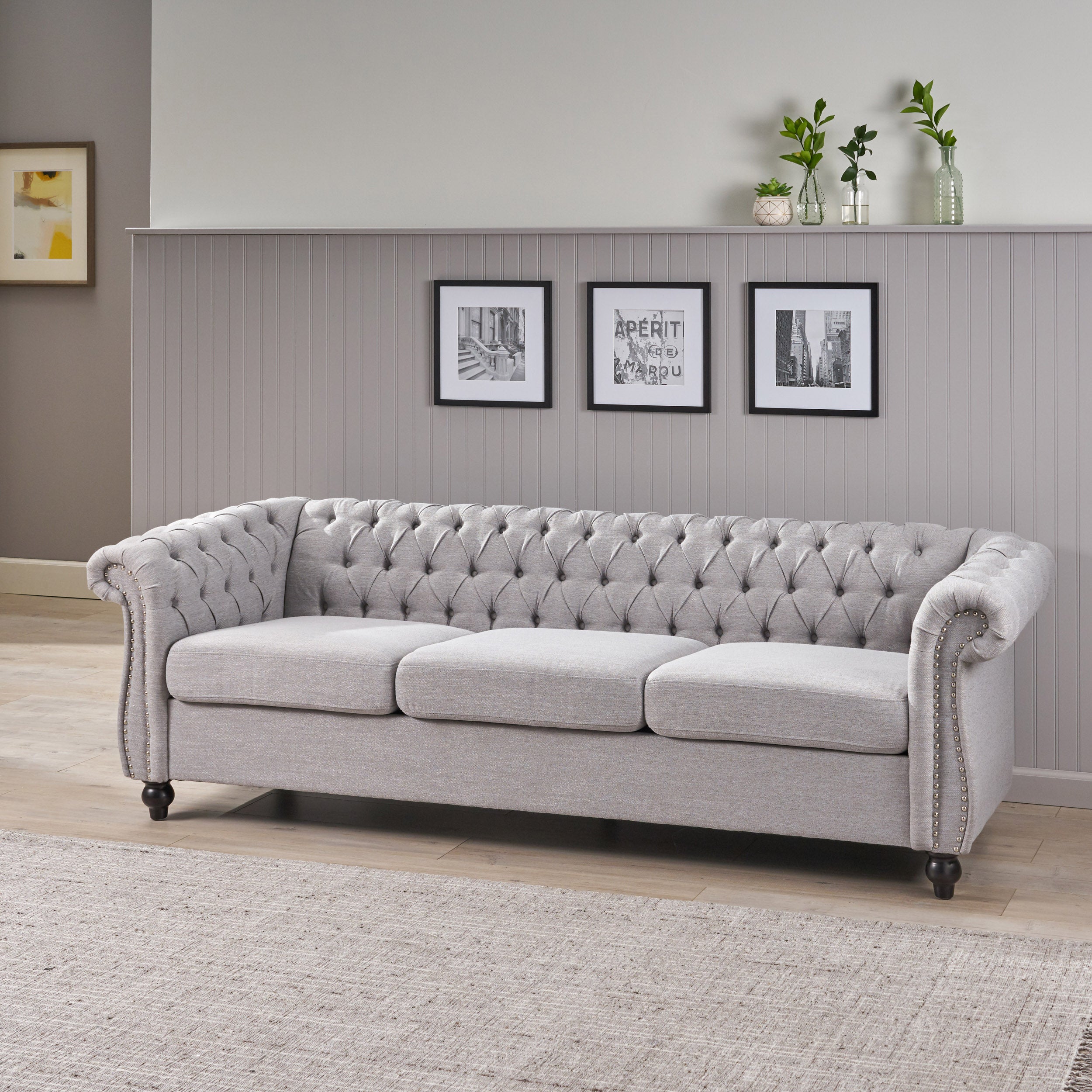 Christopher Knight Home Chesterfield Tufted Sofa with Scrolled Arms & Nailhead Trim