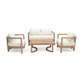 Christopher Knight Home Lancroft Outdoor 5 Piece Slat Design Chat Set with Water Resistant Cushions, Brown/Beige