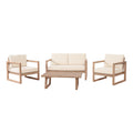 Christopher Knight Home Stefan Outdoor Acacia Wood 4 Seater Chat Set with Water Resistant Cushions, Brown/Beige